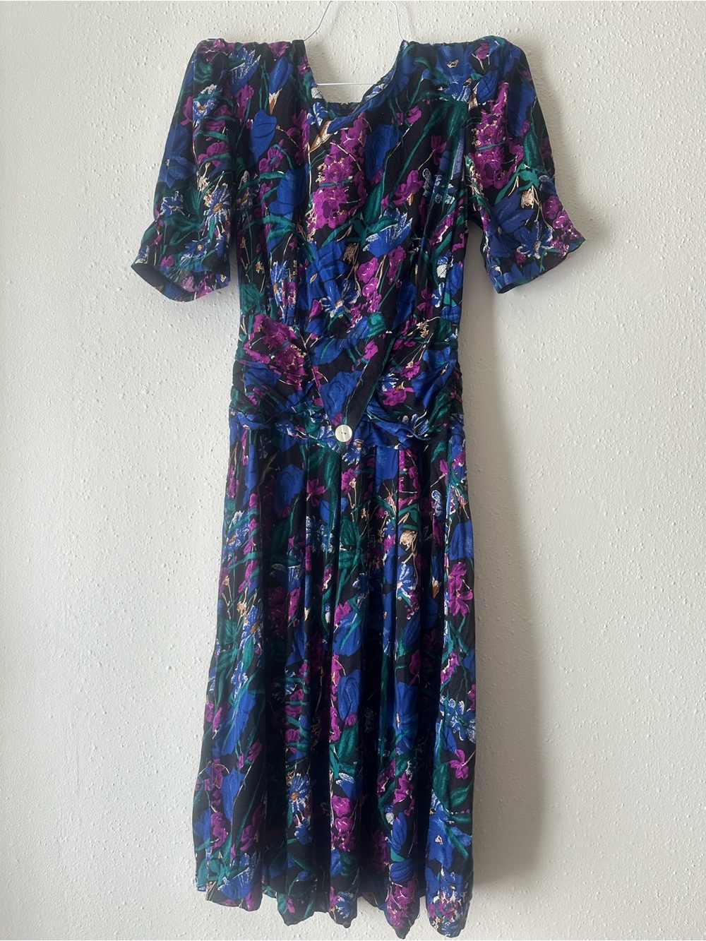 Vintage 80s Caroline Wells Jewel Tone Midi Dress